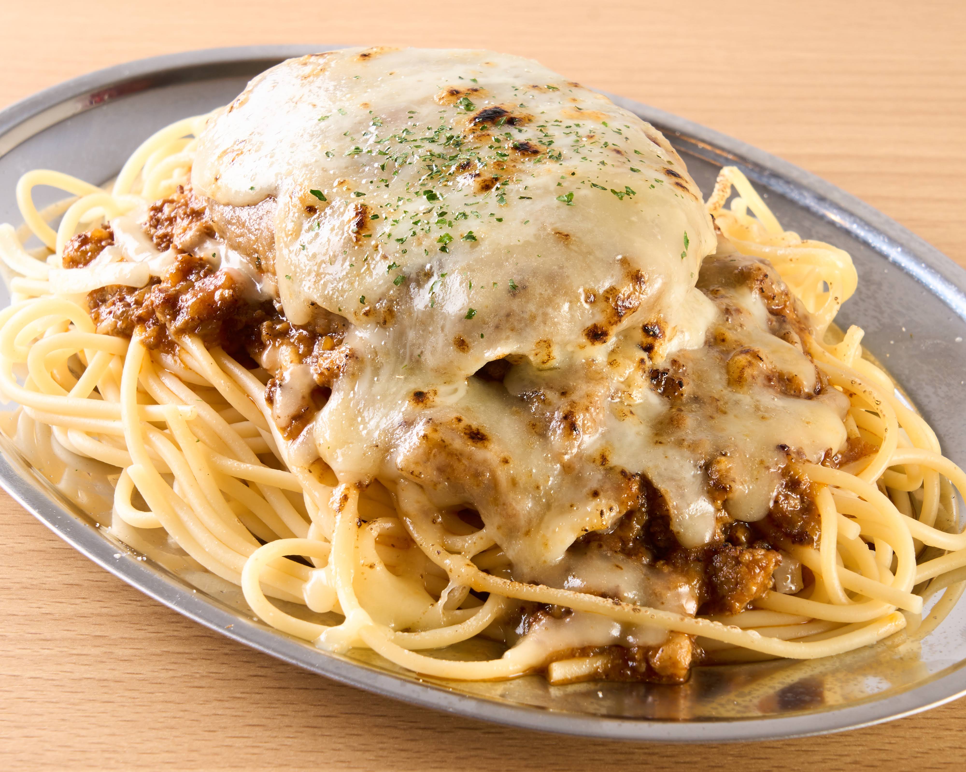 スパゲティの店『神田ナポリタン』 炙りチーズハンバーグ＆ミートソース Grilled Cheese Hamburg steak＆Meat Sauce