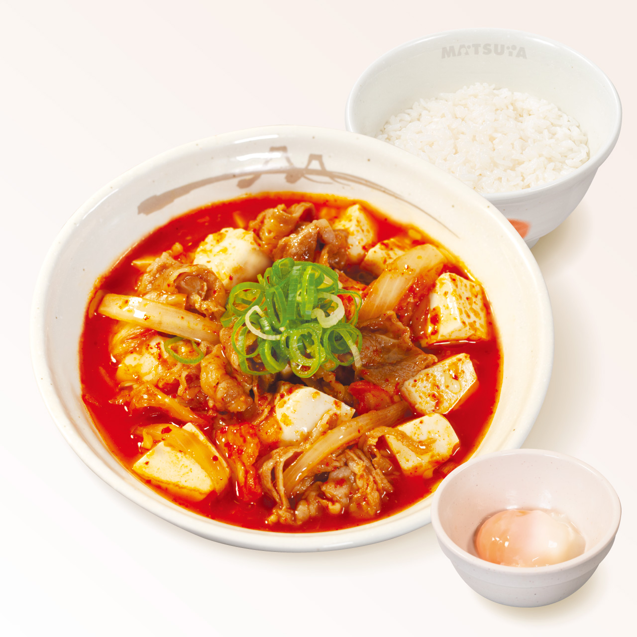 松屋 牛豆腐キムチチゲセット(半熟玉子)
