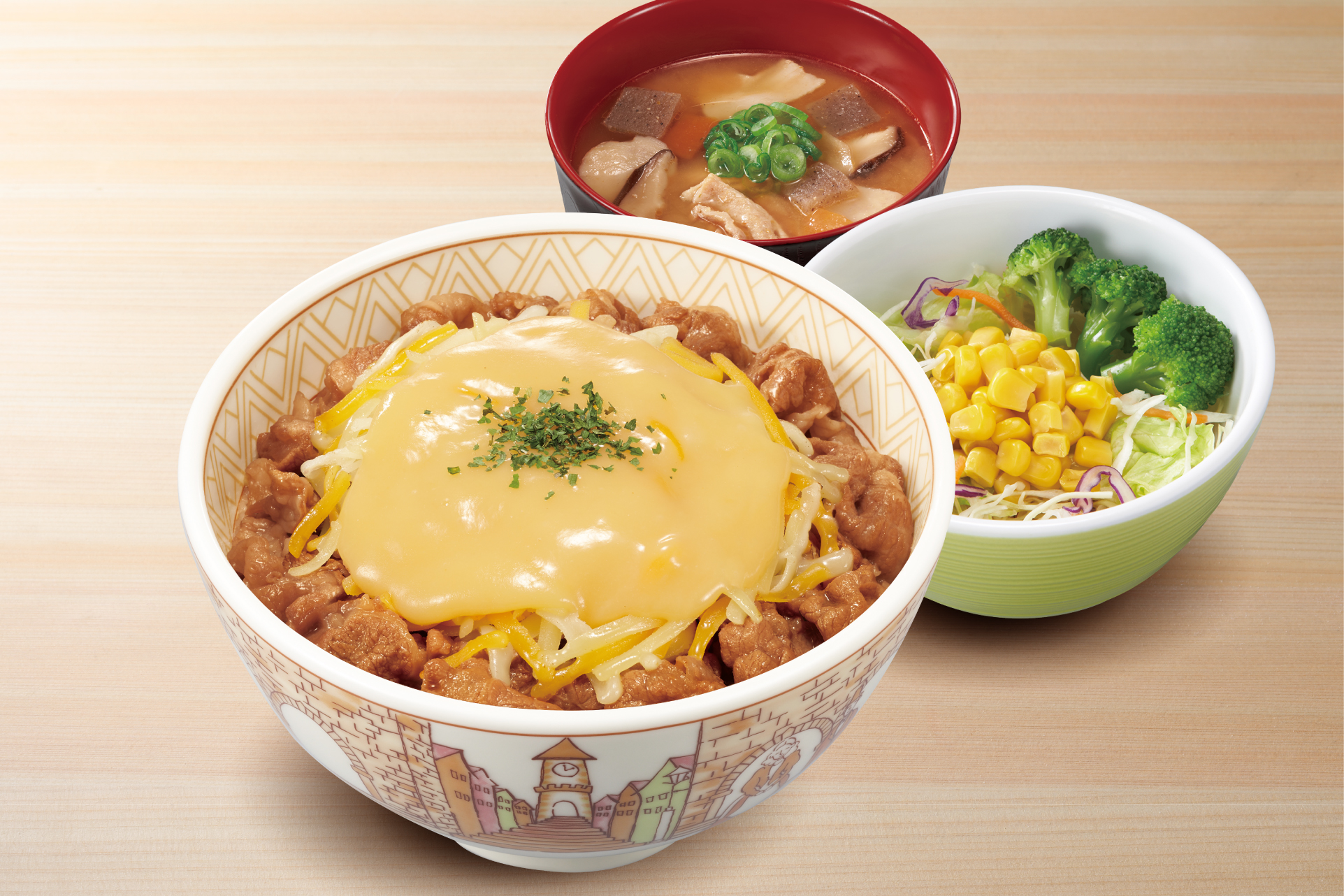 すき家 3種のチーズ牛丼とん汁サラダセット