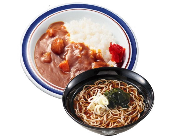 富士そば カレーライス+温かいそば 又は うどん Curry Rice + Warm Soba/Udon
